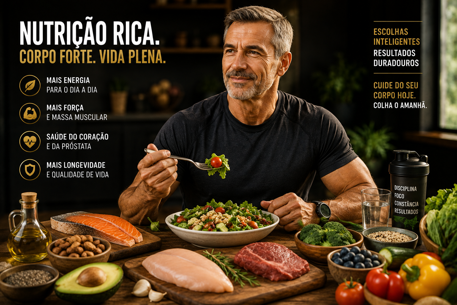 Alimentação estratégica para homens depois dos 50 anos